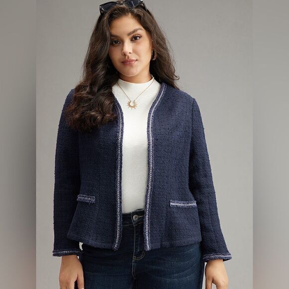 BloomChic Open Front Tweed Blazer - Picture 1 of 5